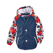 customized children outdoor waterproof pu rainwear breathable kids rain jacket